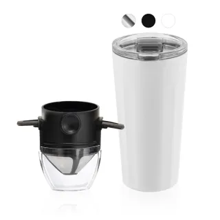 【PO:】不銹鋼陶瓷塗層棱角保溫咖啡杯460ml-贈咖啡濾網(棱角保溫杯3色可選)