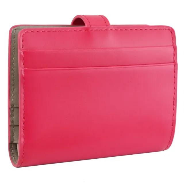 【TOD’S】TODS T Timeless 金屬T LOGO小牛皮扣式零錢中夾(亮桃)