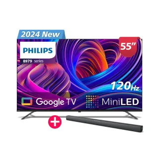 【Philips 飛利浦】55吋4K 120Hz QD Mini LED Google TV 智慧顯示器(55PML8979)