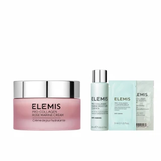 【ELEMIS 愛莉美】玫瑰澎澎霜保濕組(玫瑰精華乳霜50ml 買50送28★玫瑰藍霜/保濕★)