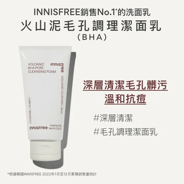 【INNISFREE】超級火山泥毛孔潔淨1+1組(控油潔面乳+去粉刺泥膜)