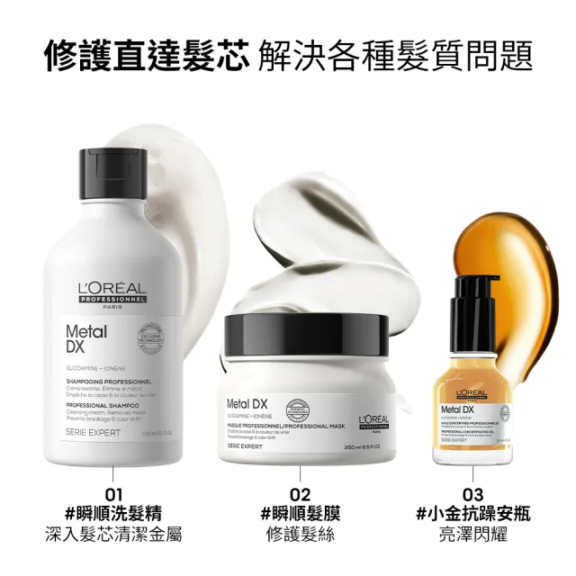 【L’OREAL 巴黎萊雅PRO】絲漾博吸金喚彩抗毛躁神器1+1(瞬順髮膜+抗躁小金安瓶)