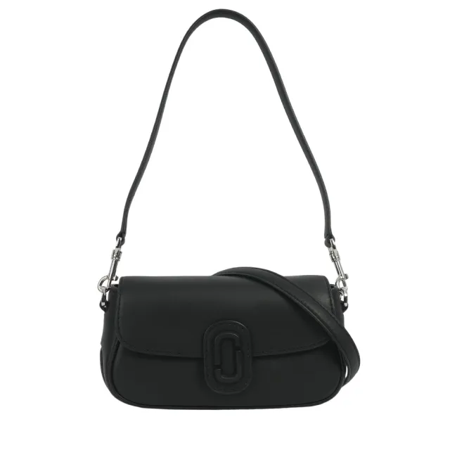 【MARC JACOBS 馬克賈伯】THE CLOVER 黑釦平滑皮革翻蓋二用包(黑色)