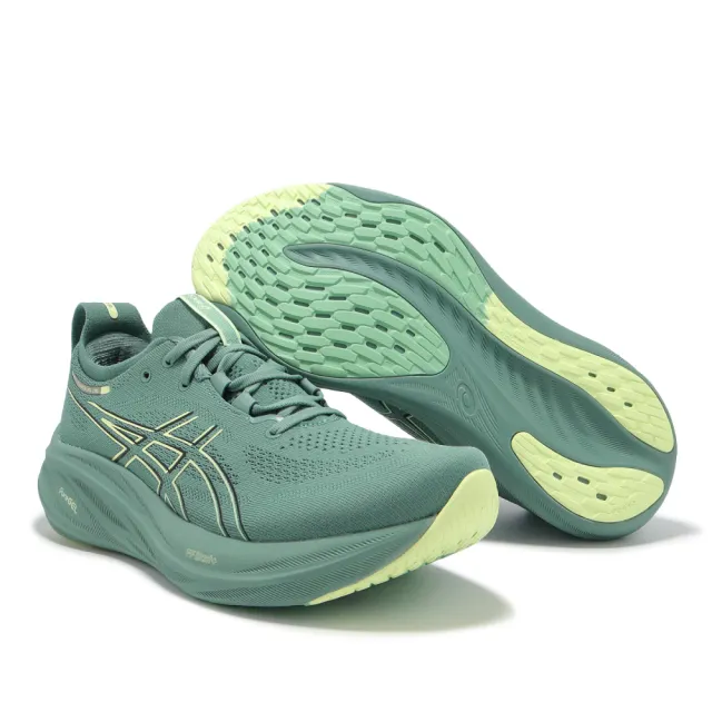 【asics 亞瑟士】慢跑鞋 GEL-Nimbus 26 男鞋 綠 黃 厚底 緩衝 運動鞋 亞瑟士(1011B794300)