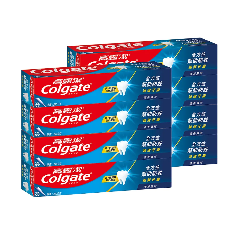 【Colgate 高露潔】清香薄荷牙膏200gX8入(全齒防護/口氣清新)