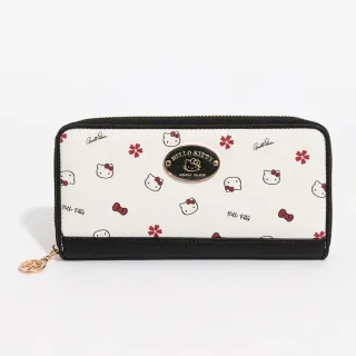 【Arnold Palmer 雨傘】拉鍊長夾 Cherry Blossom系列(黑白色)