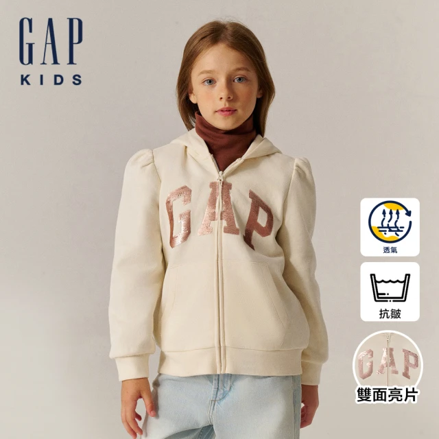 GAP 女童裝 Logo趣味連帽外套-象牙白(641356)