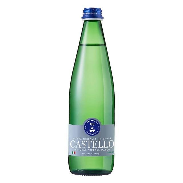 即期品【CASTELLO 卡司得洛】氣泡天然礦泉水 500MLx6入 箱 義大利  玻璃瓶裝 