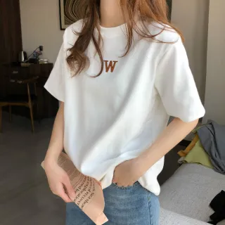 【LEESA】純棉短袖\打底衫\寬版\t恤\圓領上衣\笑臉上衣\上衣\女生上衣\寬版T恤\美式上衣