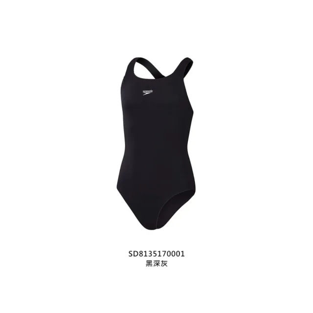 【SPEEDO】ECO ENDURANCE+ 女運動連身泳裝-游泳 泳衣 黑深灰(SD8135170001)
