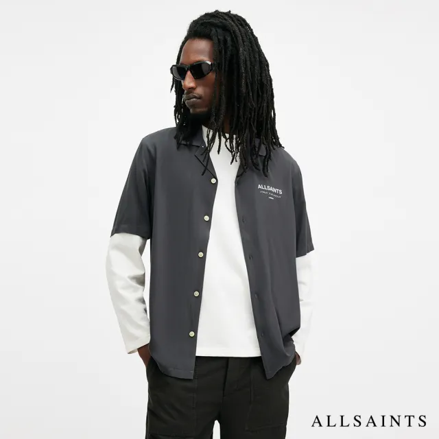 【ALLSAINTS】人造絲寬鬆印花公羊頭骨短袖襯衫(多款任選)