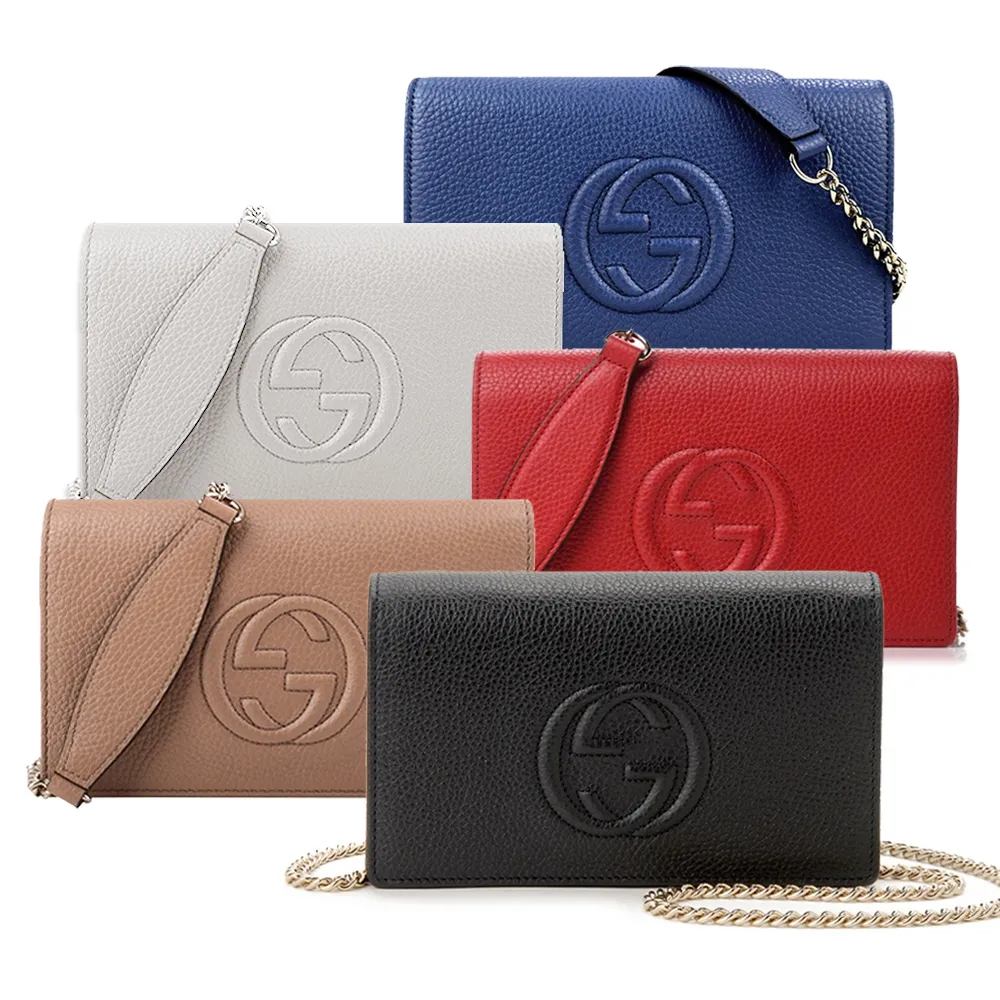 GUCCI 古馳】598211 經典SOHO系列鍊帶WOC手拿/斜背兩用包(顏色任