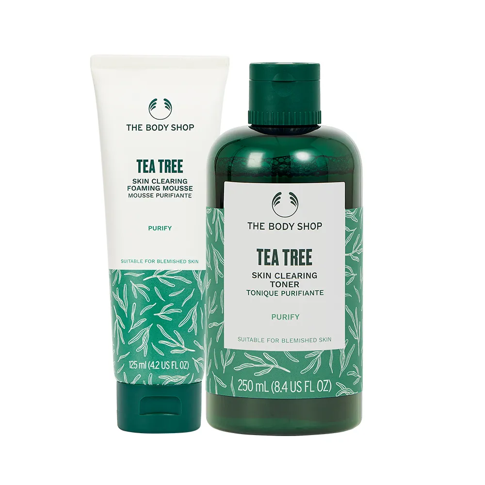 【THE BODY SHOP 美體小舖】升級版茶樹泡沫潔顏組(泡沫潔面乳125ML+調理水250ML)