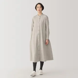 【MUJI 無印良品】女雙面起毛法蘭絨立領長袖洋裝(共4色)