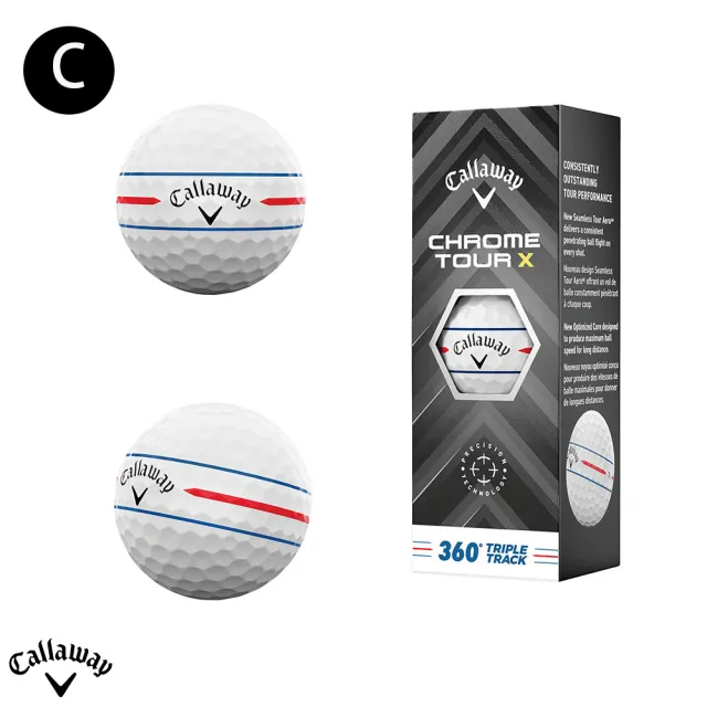 【Callaway 卡拉威】CHROME TOUR X 24 四層高爾夫球(2024 超遠距四層球 12顆入 4-Piece 643226112)