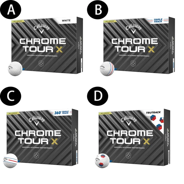 【Callaway 卡拉威】CHROME TOUR X 24 四層高爾夫球(2024 超遠距四層球 12顆入 4-Piece 643226112)