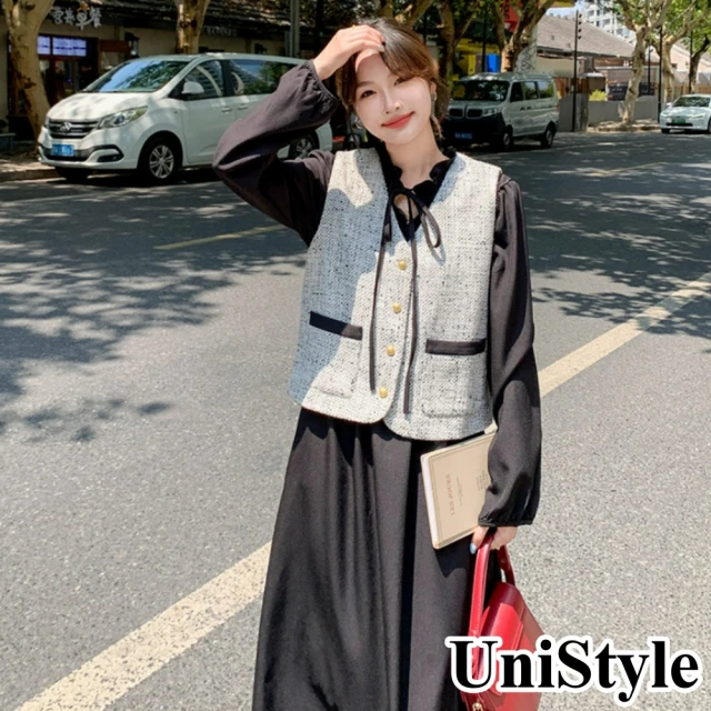 UniStyle 磨破V領長袖毛衣 日系落肩袖破洞上衣 女 