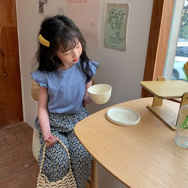 【橘魔法】純色莫代爾小飛袖上衣(涼感 T恤 棉T 短袖上衣 中童 童裝 女童 兒童)