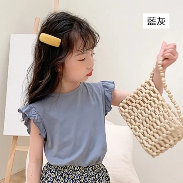 【橘魔法】純色莫代爾小飛袖上衣(涼感 T恤 棉T 短袖上衣 中童 童裝 女童 兒童)