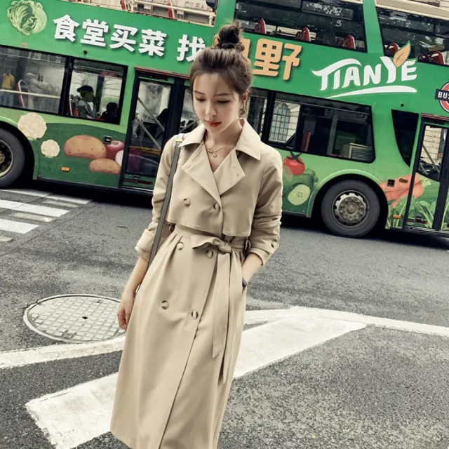 【巴黎精品】現貨+預購 風衣外套休閒大衣(復古長款繫帶收腰女外套a1hs21)