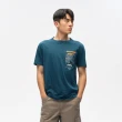 【JEEP】男裝 簡約時尚感印刷純棉短袖T恤(藍色)
