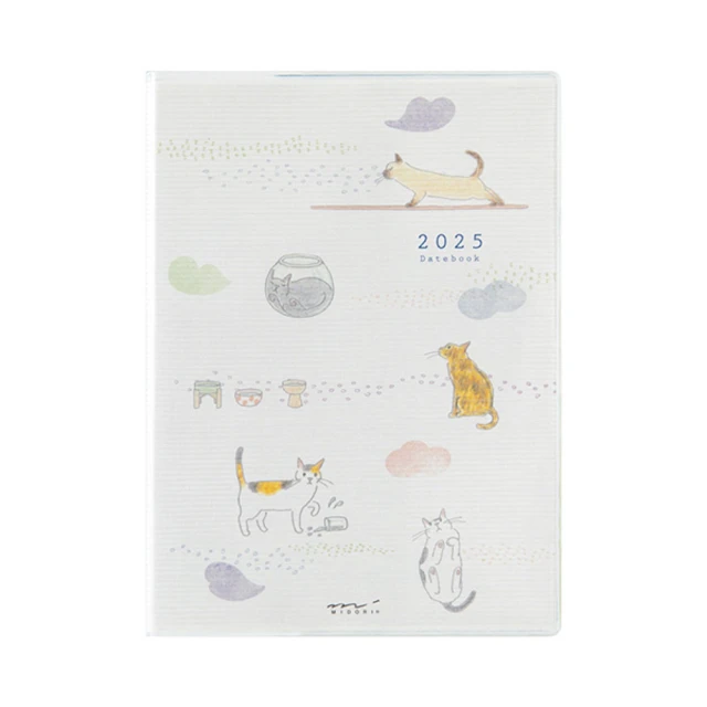 MIDORI 《2025 Pocket Diary 手帳 - 小貓咪》A6 雙週曆