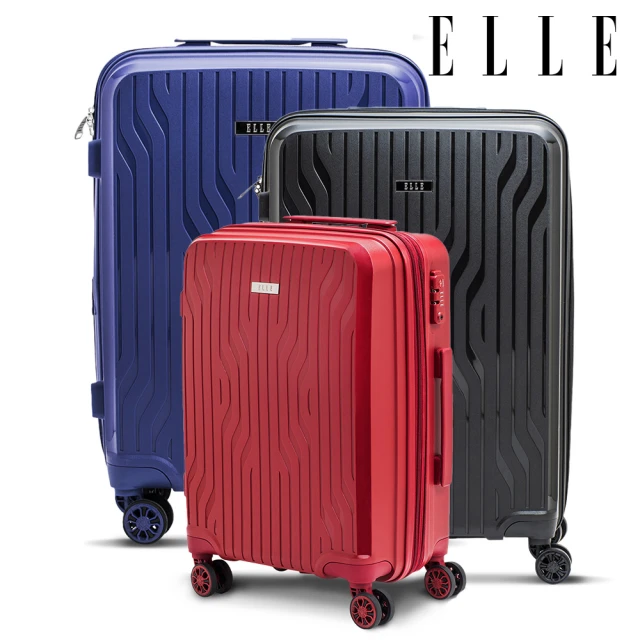 ELLE 官方直營 買一送一。買就送20吋登機箱│極輕羽量級 28/24吋 法式浮雕特級耐刮防爆行李箱(多款)