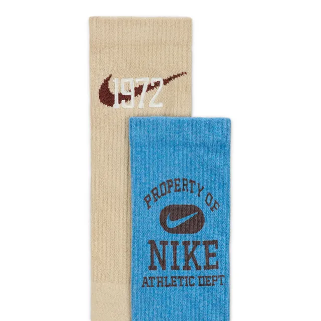 【NIKE 耐吉】襪子 中筒襪 運動襪 3雙組 U NK ED CSH CREW 144 VRSTY 米/奶茶/藍 FQ0325-901