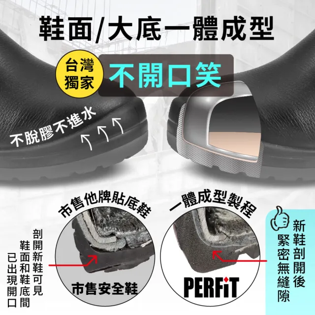 【PERFiT】防穿刺緩震安全靴 素面拉鍊黑 PTS004-BK(鋼頭鞋/止滑鞋/安全鞋/不開口笑/YKK拉鍊)