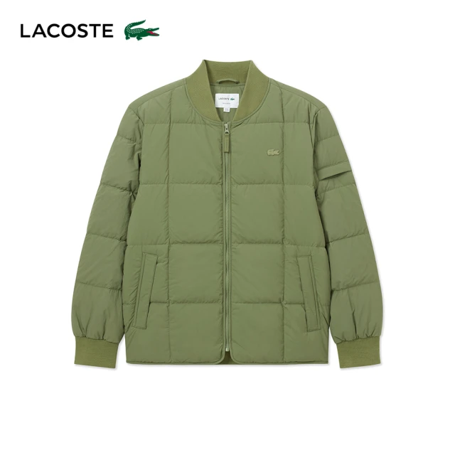 LACOSTE 男裝-車線大格紋鋪棉外套(黑色) 推薦