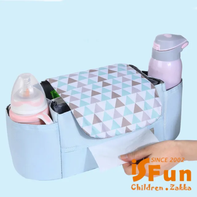 【iSFun】推車好物＊多功能嬰兒推車收納掛袋/灰色小貓(置物袋 媽媽推車掛袋)