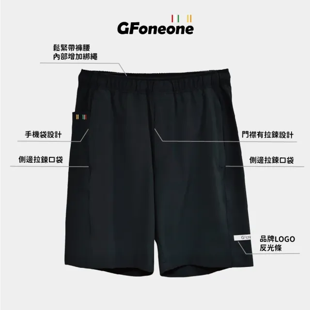 【GFoneone】男吸排戶外手機袋登山機能短褲-黑(男短褲)