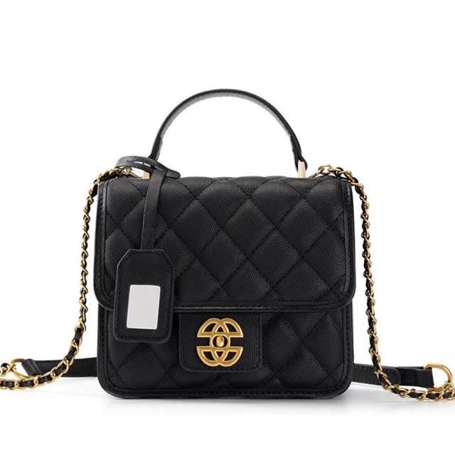 巴黎精品巴黎精品 側背包真皮肩背包(菱格牛皮小香風手提女包包v1bt99)