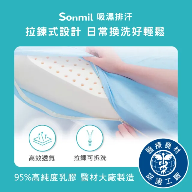 【sonmil】吸濕排汗95%高純度乳膠床墊5尺5cm雙人床墊 零壓新感受(頂級先進醫材大廠)