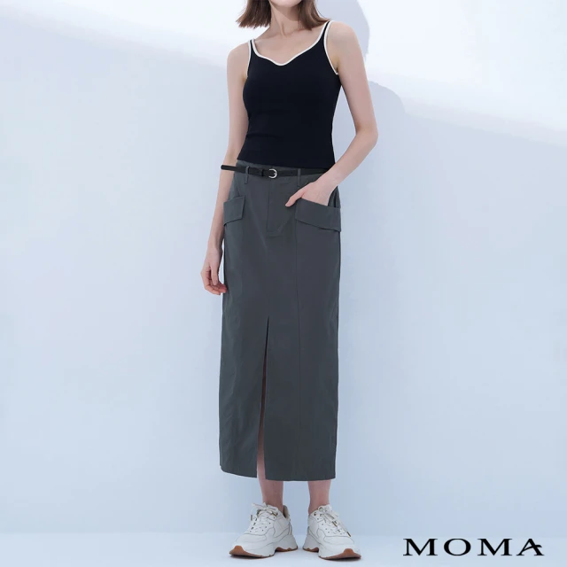 MOMA 開衩工裝風窄裙(深灰色)