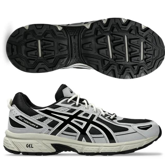 asics 亞瑟士 GEL-VENTURE 6 男款 復古 休閒 慢跑鞋(1203A438-001 灰黑 越野 後跟亞瑟膠 情侶鞋)