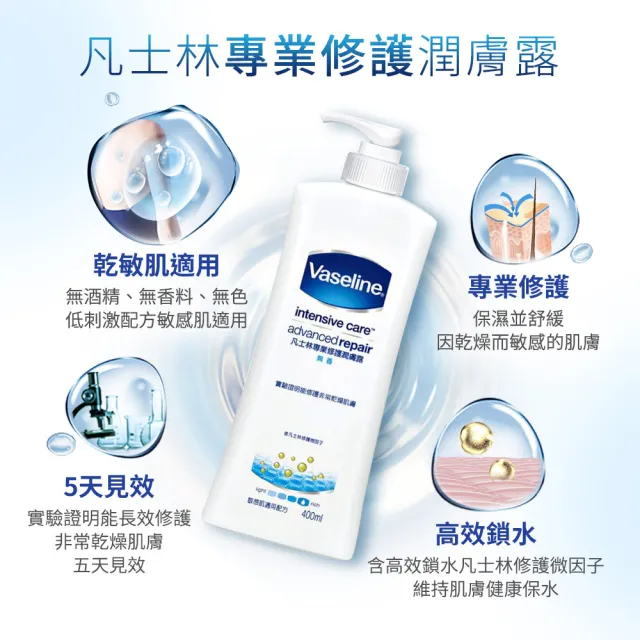 【Vaseline 凡士林】經典系列潤膚露400ml-4入(多款任選)