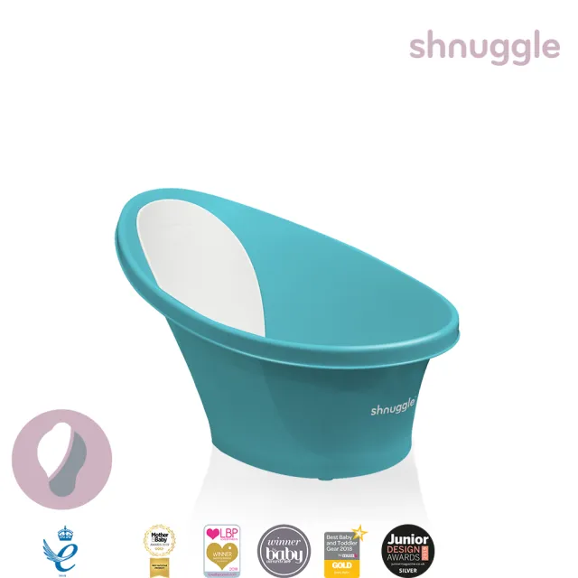 【Shnuggle】月亮澡盆 5件組 優惠組合(嬰兒澡盆+星光洗澡玩具+漂漂船+洗澡玩具收納桶+澡盆專用架U2)