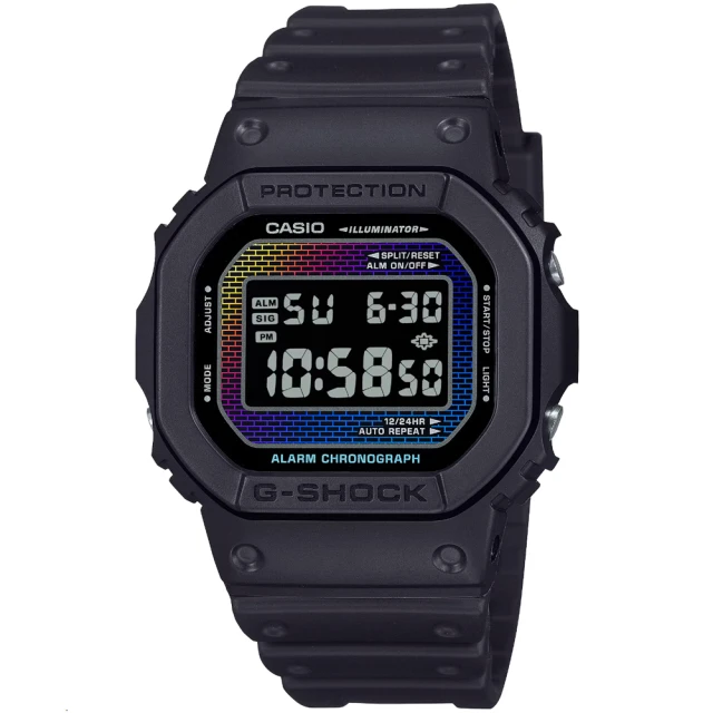 CASIO 卡西歐 卡西歐G-SHOCK鬧鈴電子錶-黑(DW-5600RW-1 台灣公司貨)