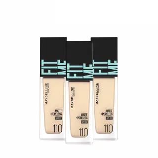 【MAYBELLINE 媚比琳】FIT ME 反孔特霧/水光粉底液全新升級PRO版30ml 3入組