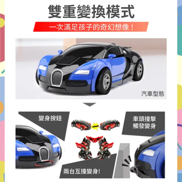 【OhBabyLaugh】碰撞式變形汽車(玩具車/慣性車/碰撞變形車/機器人車/跑車/警車/一鍵變形)