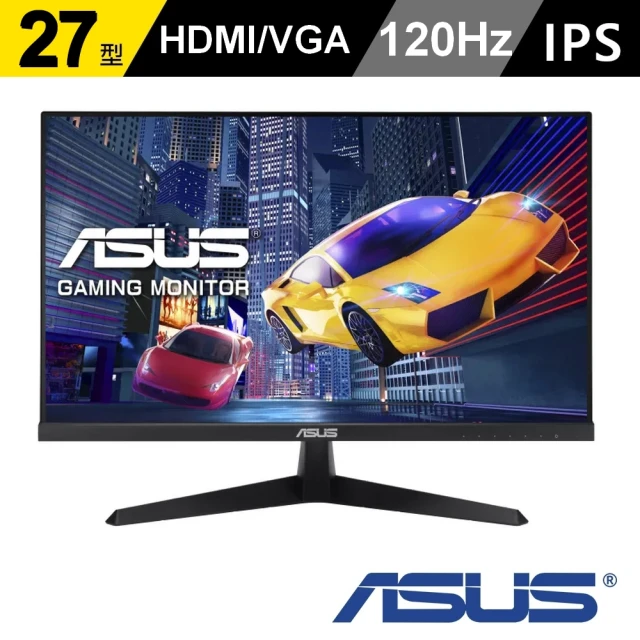 ASUS 華碩 VY279HGR 27型 IPS FHD 120Hz 護眼電競螢幕(Adaptive-Sync/1ms/藍光濾不閃屏/抗菌處理)