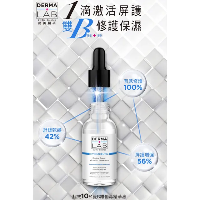 【DermaLab 德美醫研】超效10%雙B維他命精華液15ml(贈 雙重維他命A逆齡精華5mlx2+15%純C肌光安瓶精華2mlx2)