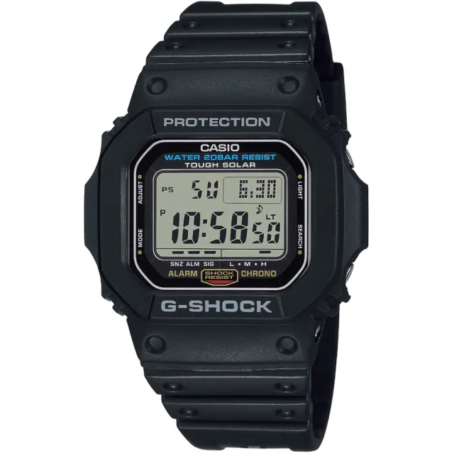 【CASIO 卡西歐】卡西歐太陽能G-SHOCK運動電子錶-黑(G-5600UE-1)