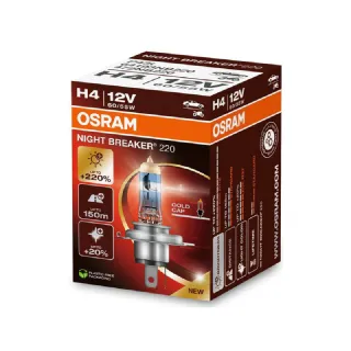 【Osram 歐司朗】H4 Night Breaker 220(增亮達220%大燈 遠燈 H4燈泡)