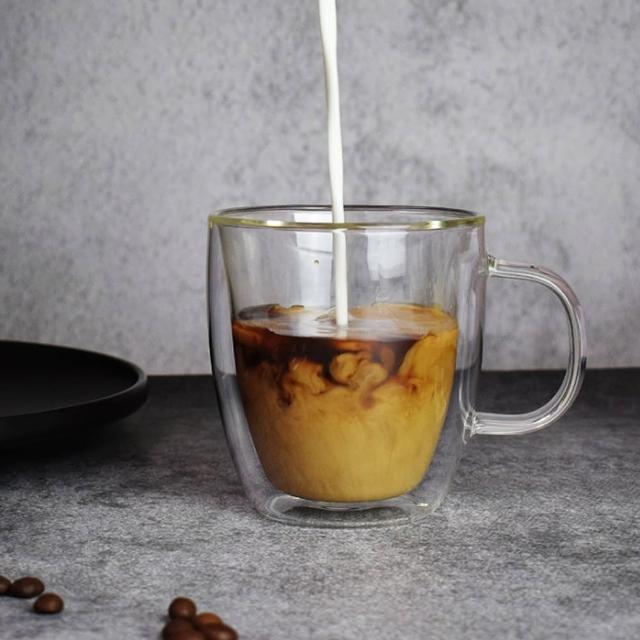 【Just Home】清透雙層耐熱玻璃馬克杯380ml(杯 玻璃杯 耐熱玻璃 雙層杯)