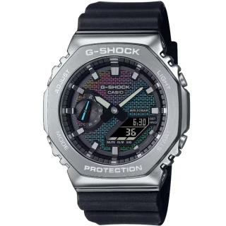 【CASIO 卡西歐】卡西歐G-SHOCK金屬鬧鈴雙顯運動錶-黑(GM-2100RW-1A 台灣公司貨)