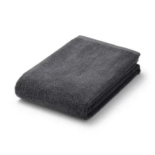 【【MUJI 無印良品】】棉圈絨雙線織浴巾/可吊掛/墨黑色 70*140 cm