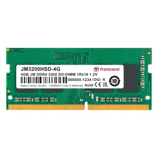 【Transcend 創見】JetRam DDR4 3200  4GB 筆記型記憶體(JM3200HSD-4G)