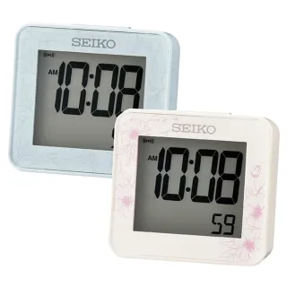 【SEIKO 精工】花藝美學 碼錶計時 防貪睡鬧鈴電子鬧鐘-2色可選 情人節 禮物(QHL097L/QHL097W/速)